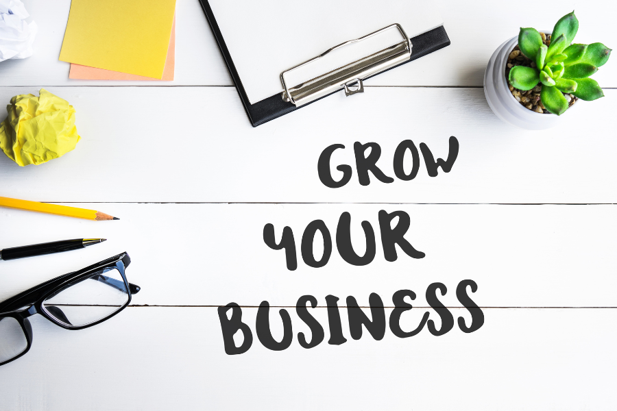 'Grow Your Business' signage for business owners.